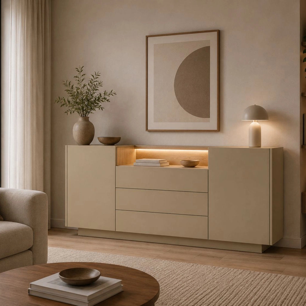 Madia Haleli, Credenza 3 Cassetti, 176x40x83h cm Marrone Chiaro