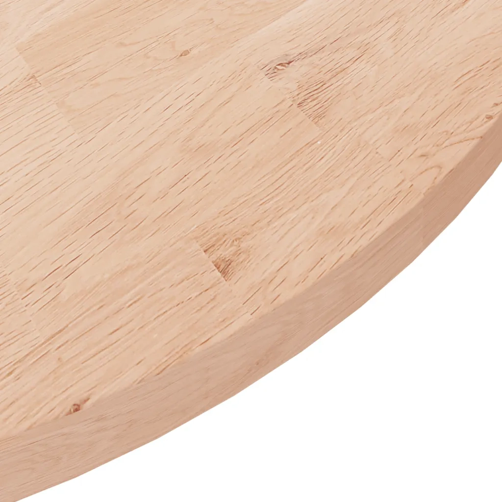 Piano Tavolo Rotondo Ã˜90x2,5 cm Massello di Rovere Non Trattato