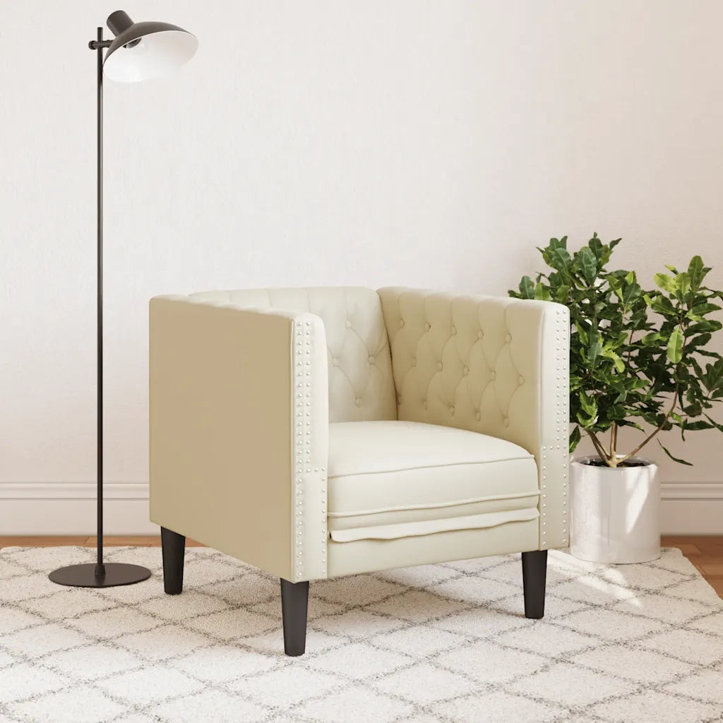 Poltrona Chesterfield Crema in Ecopelle 372653