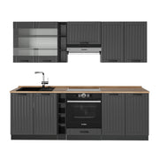 Cucina componibile Fame-Line Grigio scuro/Antracite 235 cm, PL Rovere Vicco