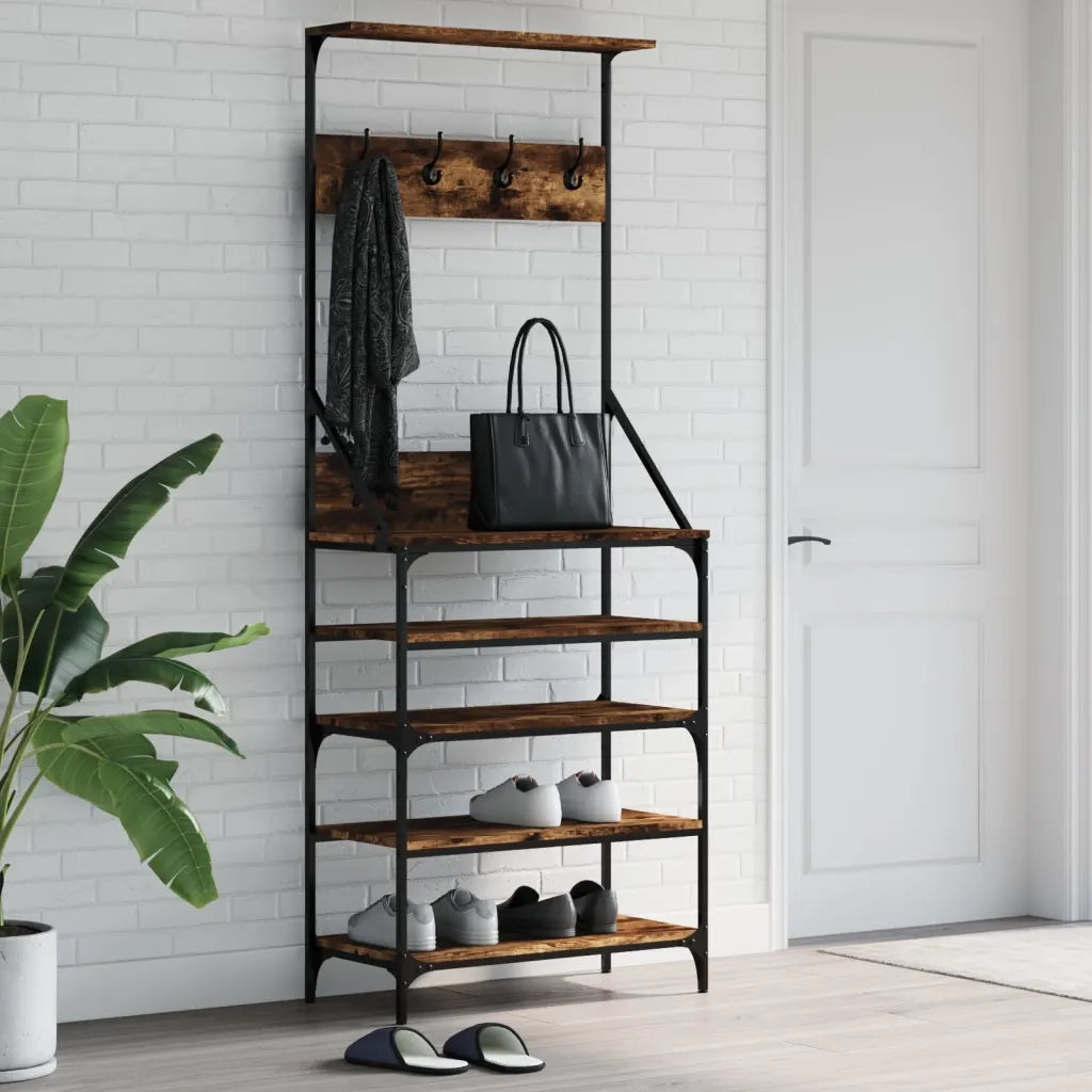 Appendiabiti con Porta Scarpe Rovere Fumo 70x34x184 cm CFW4675360