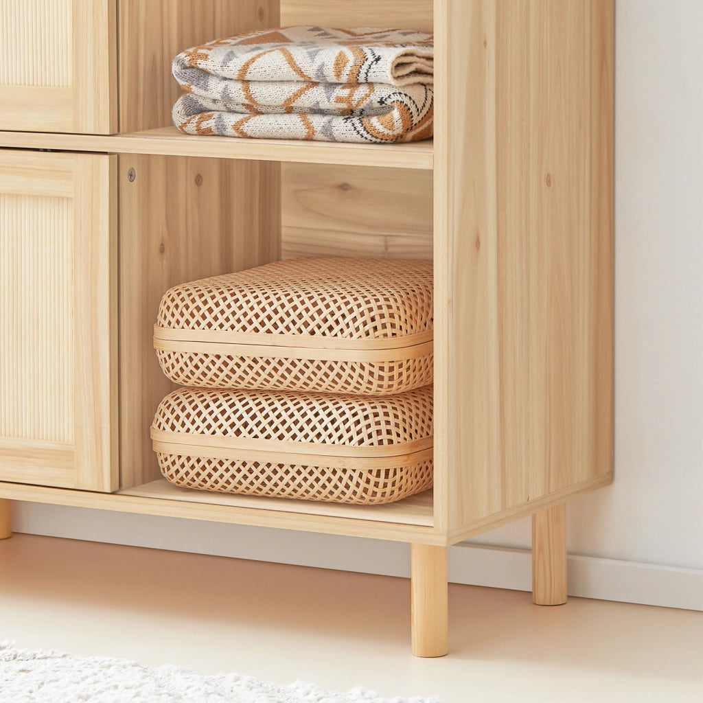 SoBuy Credenza con 2 ante scorrevoli Credenza decorativa Consolle laterale stretta Naturale 80x35x87cm FSB87-N