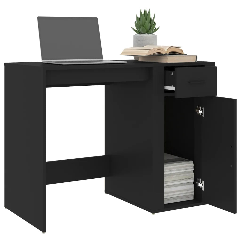Scrivania | Tavolo da Ufficio Nero 100x49x75 cm in Legno Multistrato