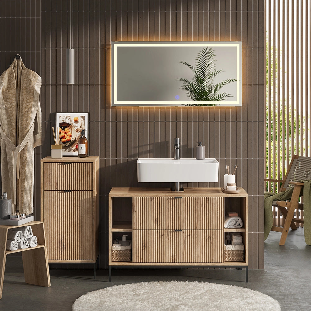 Vicco Set di mobili da bagno Quercia vichinga 3 parti