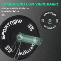 Set di 2 Dischi Palestra da 20kg per Bilanciere e Manubri con Attacco Ø5cm, Nero