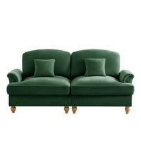 Divano 2 posti stile medievale - Xylo - Chenille, piedi legno, verde