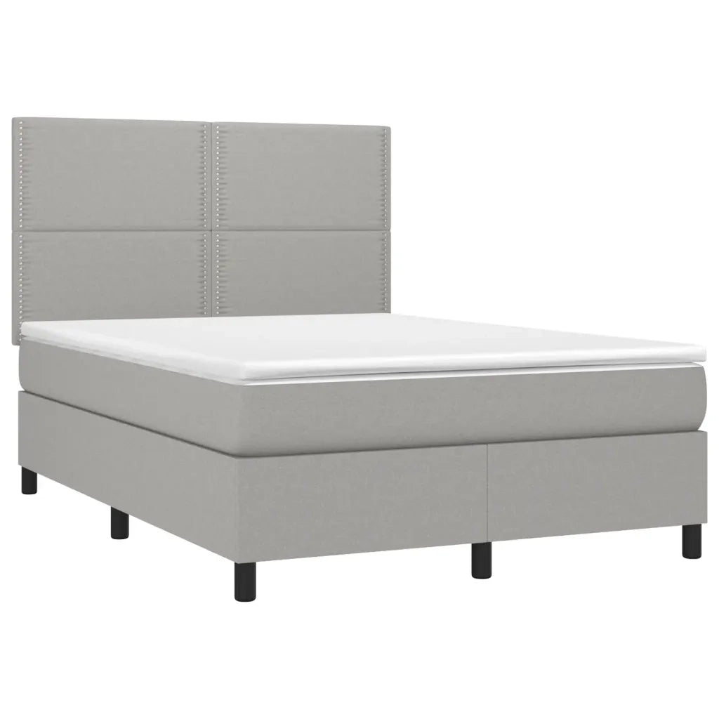 Letto a Molle Materasso e LED Grigio Chiaro 140x190 cm Tessuto 3134789