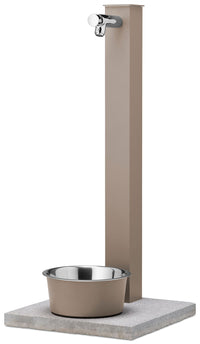 Fontana a Colonna Rubinetto Temporizzato con Base e Vaschetta Abbeveratoio Belfer 42/REX-P Tortora