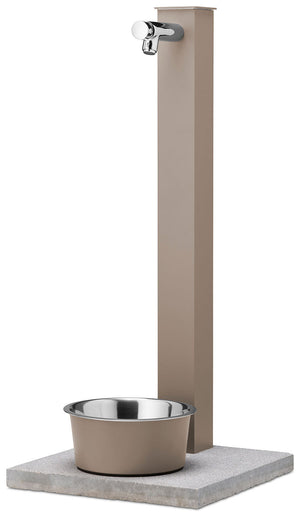 Fontana a Colonna Rubinetto Temporizzato con Base e Vaschetta Abbeveratoio Belfer 42/REX-P Tortora