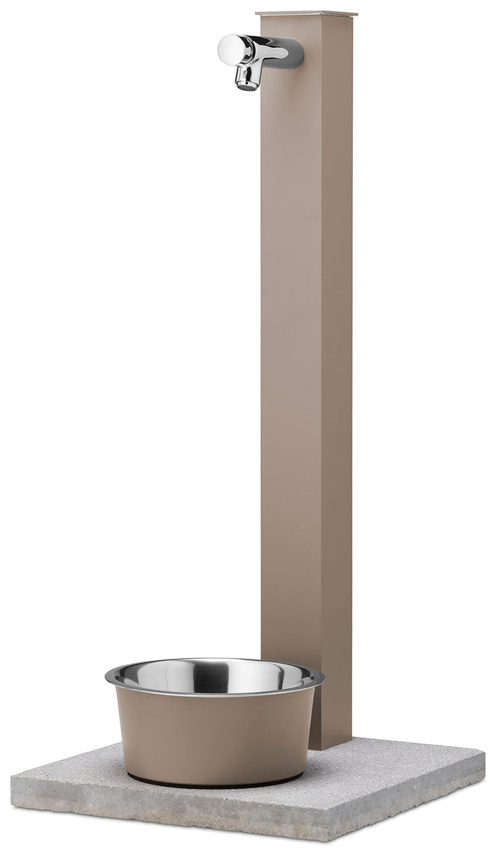 Fontana a Colonna Rubinetto Temporizzato con Base e Vaschetta Abbeveratoio Belfer 42/REX-P Tortora