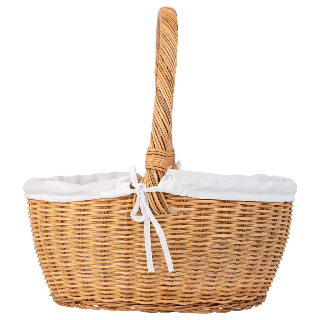 Cesto tondo in midollo con fodera marrone 34x34x16-37h