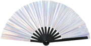Vouwwaaier daunatore portatile - Design holografico - Materiale PVC e bambù - Dimensioni 33,5 x 3 x 4 cm - Ideale per feste - Vouwwaaier manuale