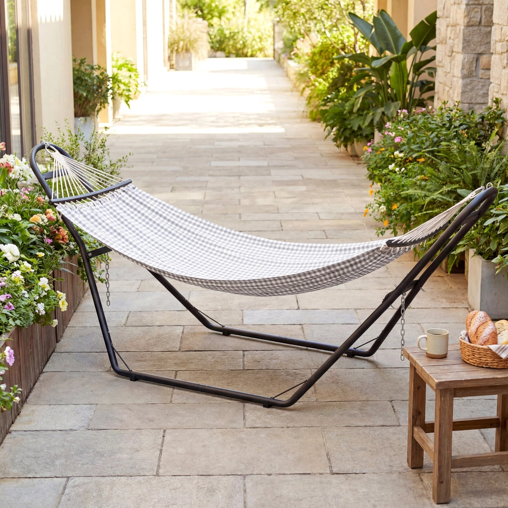Supporto per Amaca Regolabile ¨C zephmum ¨C Nero Acciaio 278x97x112 cm