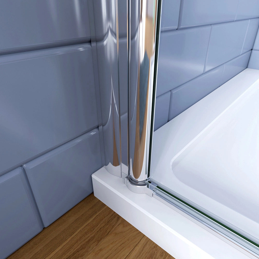187cm Box Doccia Angolare Porta Battente e Lato Fisso 80x90cm Vetro Trasparente 6mm Anticalcare Barra 140cm Cromato