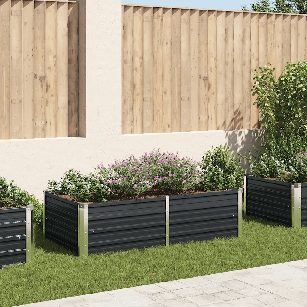 Fioriere | Cassetta per fiori | Letto di Coltura Rialzato 160x80x45cm Acciaio Zincato Antracite