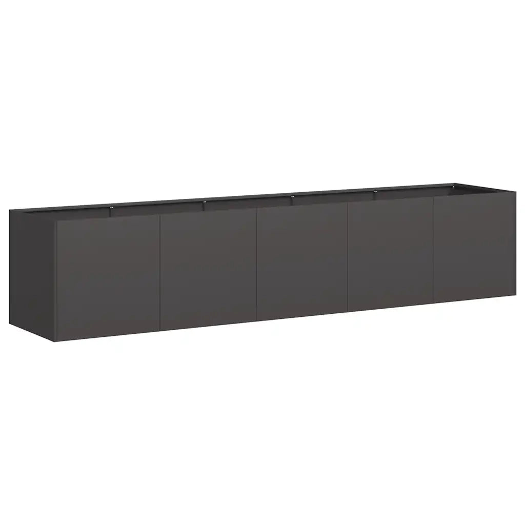 Fioriera-Vaso da Esterno-Contenitore per Piante Nera 200x40x40 cm Acciaio Laminato a Freddo
