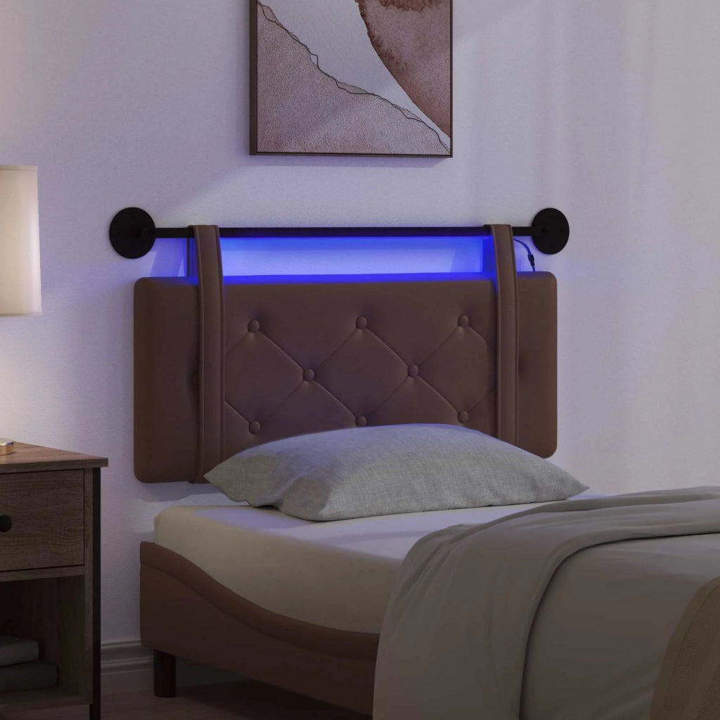 Testiera sospesa Con luce LED Marrone Similpelle 3424126