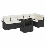 Set Divano da Giardino con cuscino 7 pcs Nero Poly Rattan 3357030