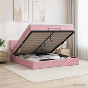 Letto ottomano con materasso Rosa 140 x 200 cm Velluto 3456494