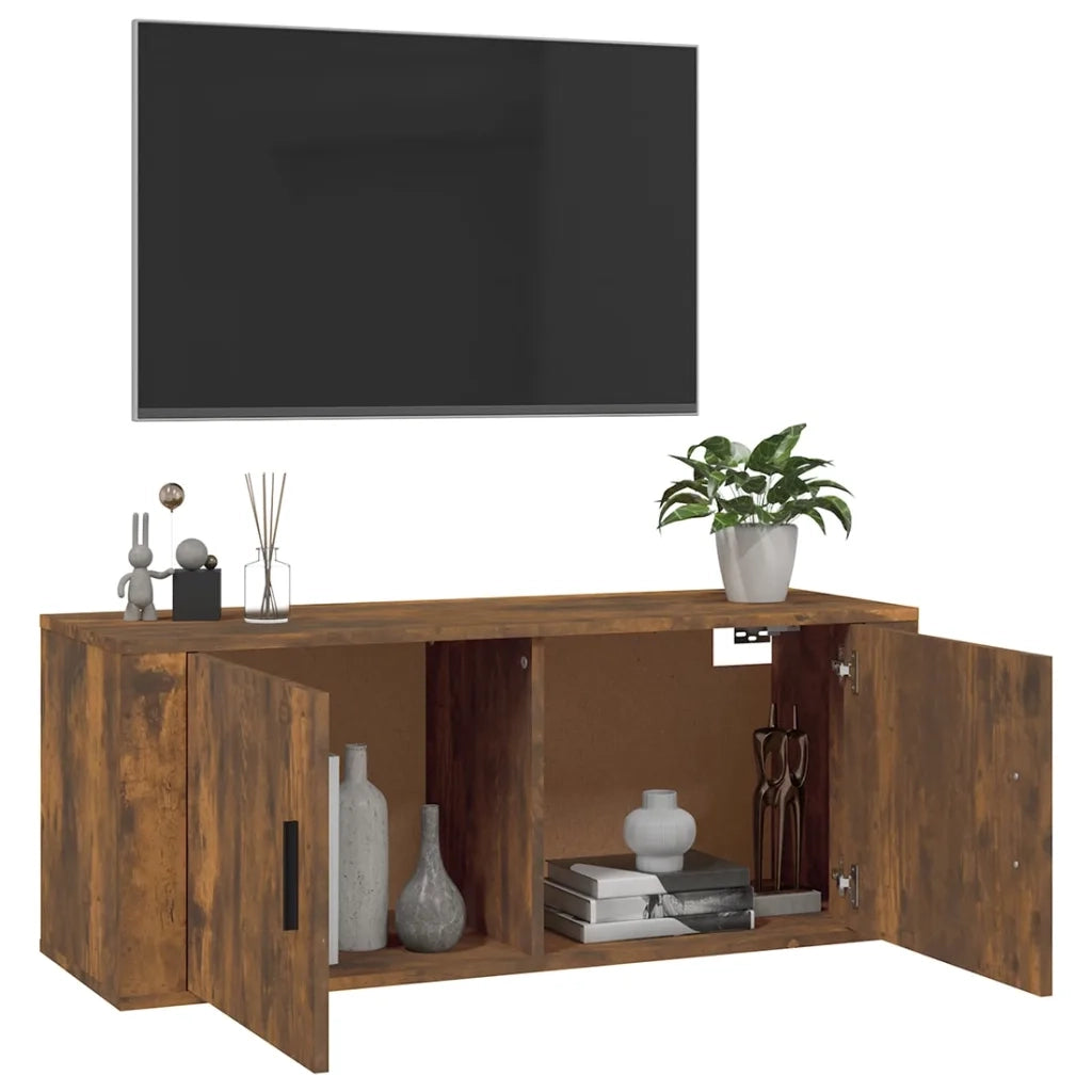 Mobile Porta TV a Parete rovere fumo 100x34,5x40 cm 816637