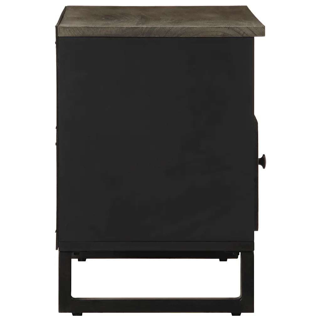 Mobile Porta TV Nero 80x33x46 cm in Legno Massello di Mango