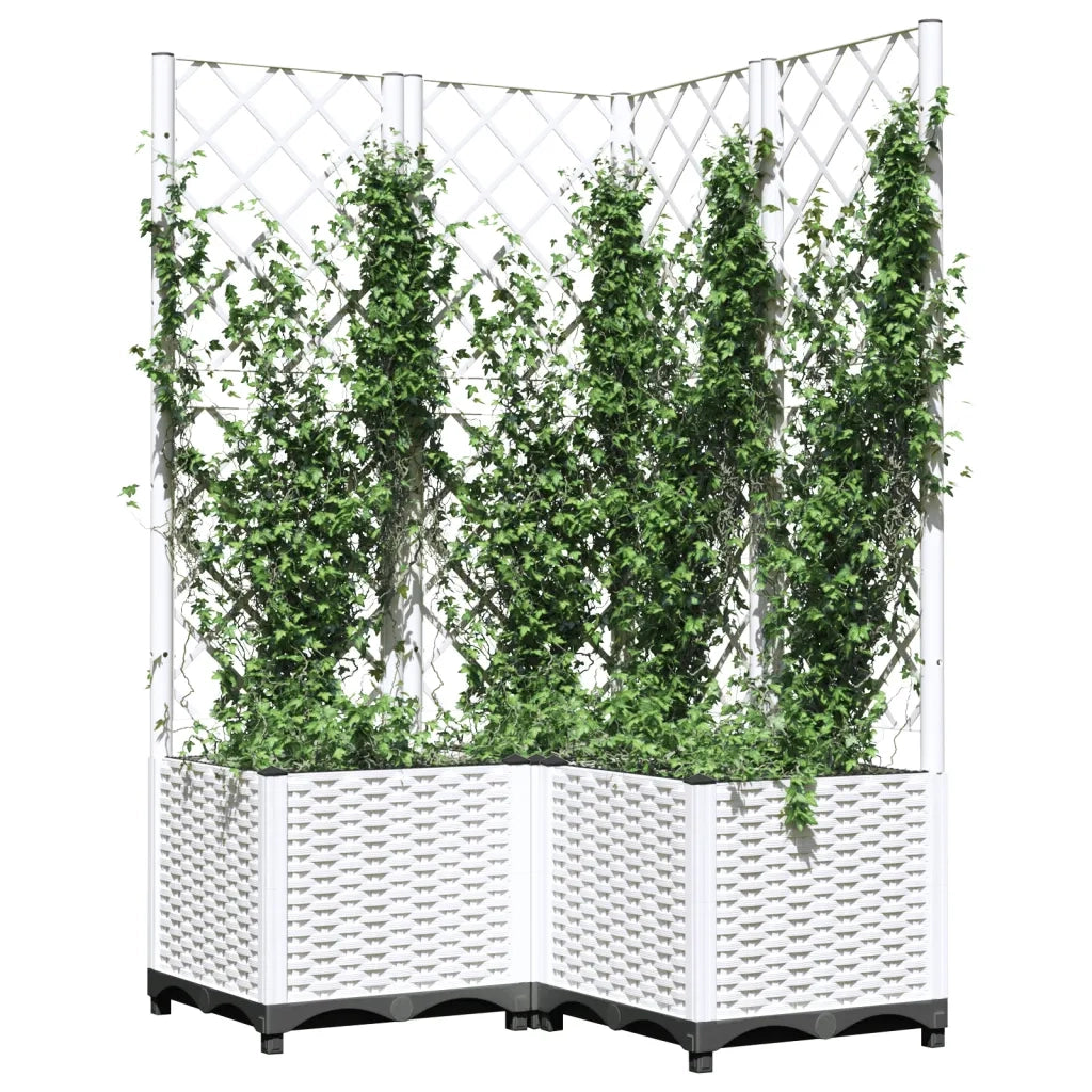 Fioriera | Cassetta per fiori | Vaso da Giardino con Graticcio Bianco 80x80x136 cm PP