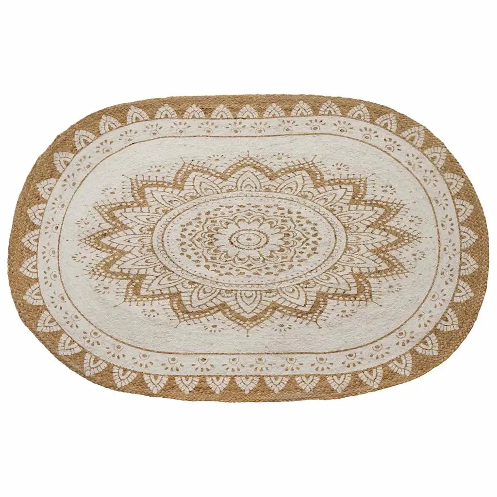 Tappeti per area Naturale con stampa bianca 100 x 152 cm Juta 42010825