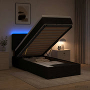 Letto Ottomano con Materasso e LED Nero 90 x 200 cm Tessuto 3456796