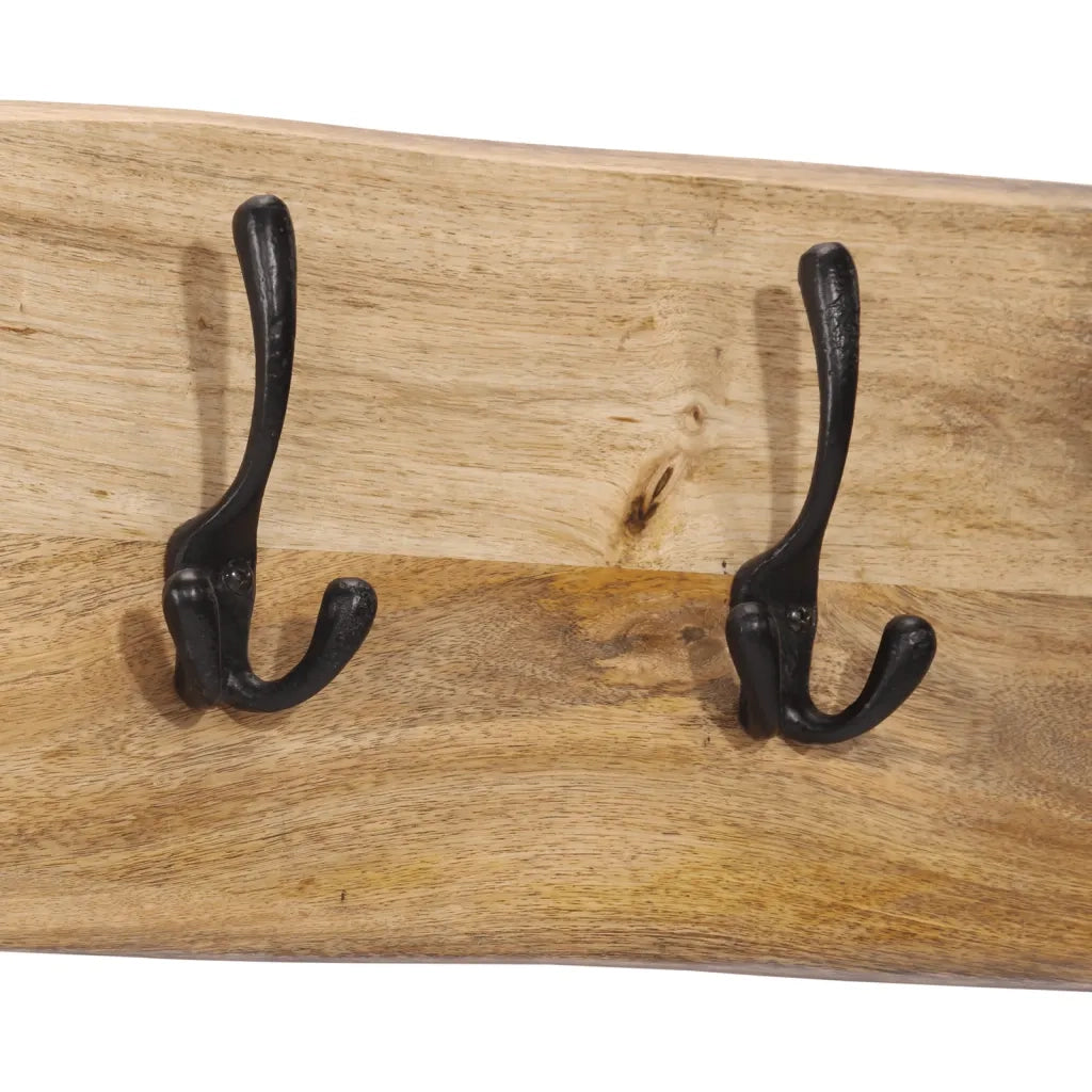 Appendiabiti da Parete con 4 Ganci in Legno Massello di Mango 358957