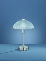 DONNA LAMPADA DA TAVOLO LED 4,5W · 1x 450lm, 3000K CON VETRO ALABASTRO E MONTATURA ACCIAIO SATINATO CON TOUCH DIMMER 4 INTENSITA' H. 30CM, D.22,5CM