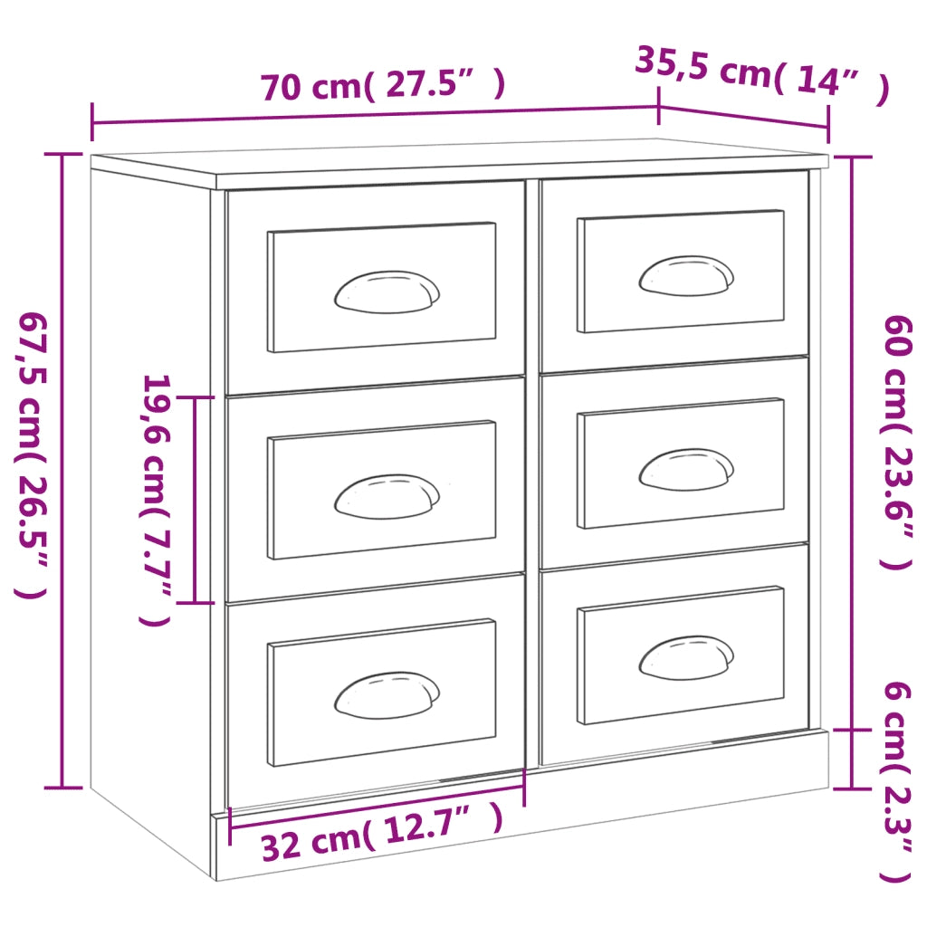 Credenze 2 pz Bianche in Legno Multistrato 3185279