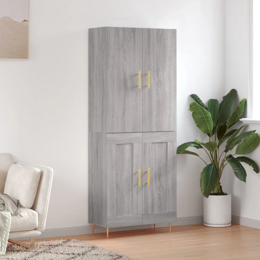 Credenza Grigio Sonoma 69,5x34x180 cm in Legno Multistrato 3195785