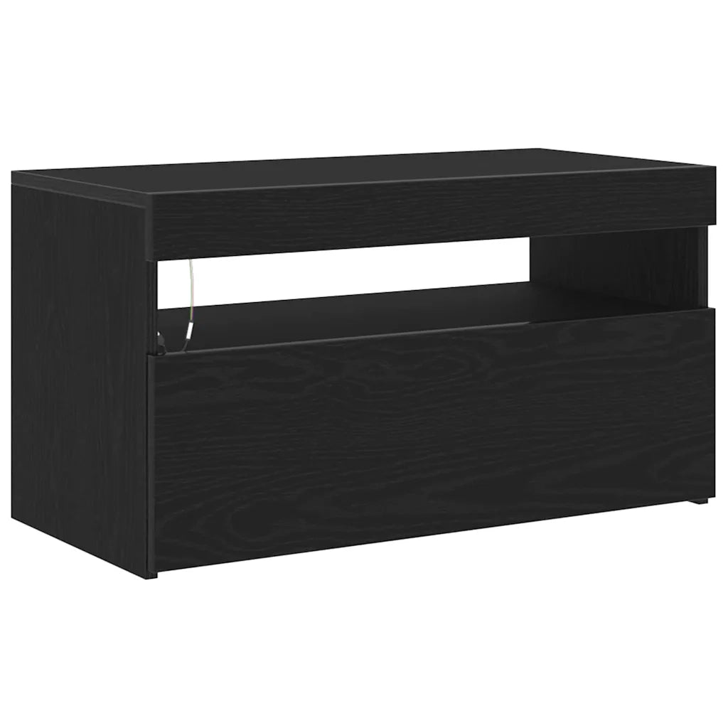 Mobile TV con LED Rovere Nero 75 x 35 x 40 cm Legno multistrato 862557