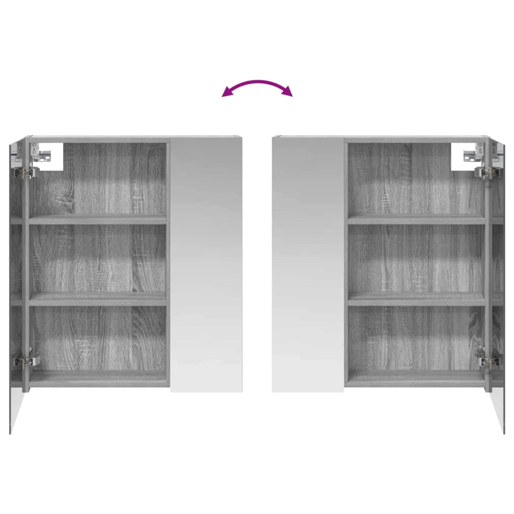 Mobiletto per specchio da bagno Grigio Sonoma 60 x 14,5 x 70 cm 889060