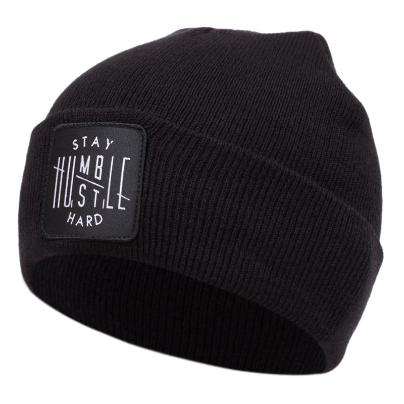 Cappelli invernali caldi lavorati a maglia con ricamo STAY, neri