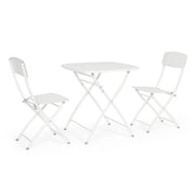 Set da 3 pezzi tavolo e sedie pieghevoli da giardino in acciaio - VIBRANT