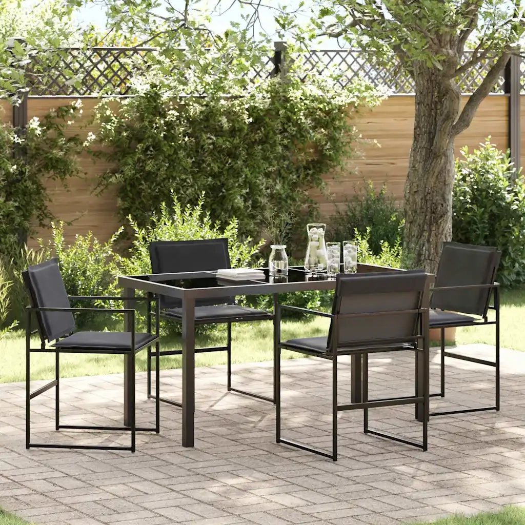 Set da Pranzo per Giardino 5 pcs Nero