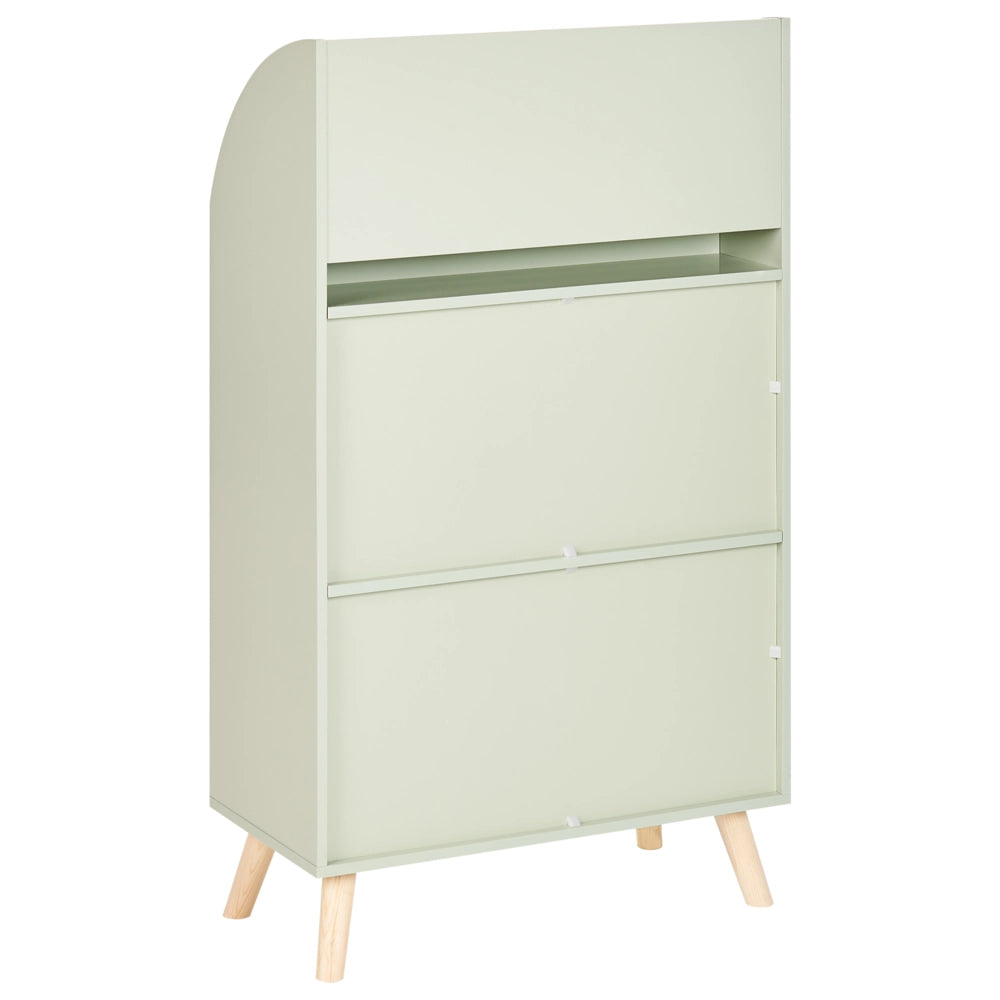 Scaffale a 3 ripiani per la camera dei bambini in legno di pino MDF gambe in legno verde elegante