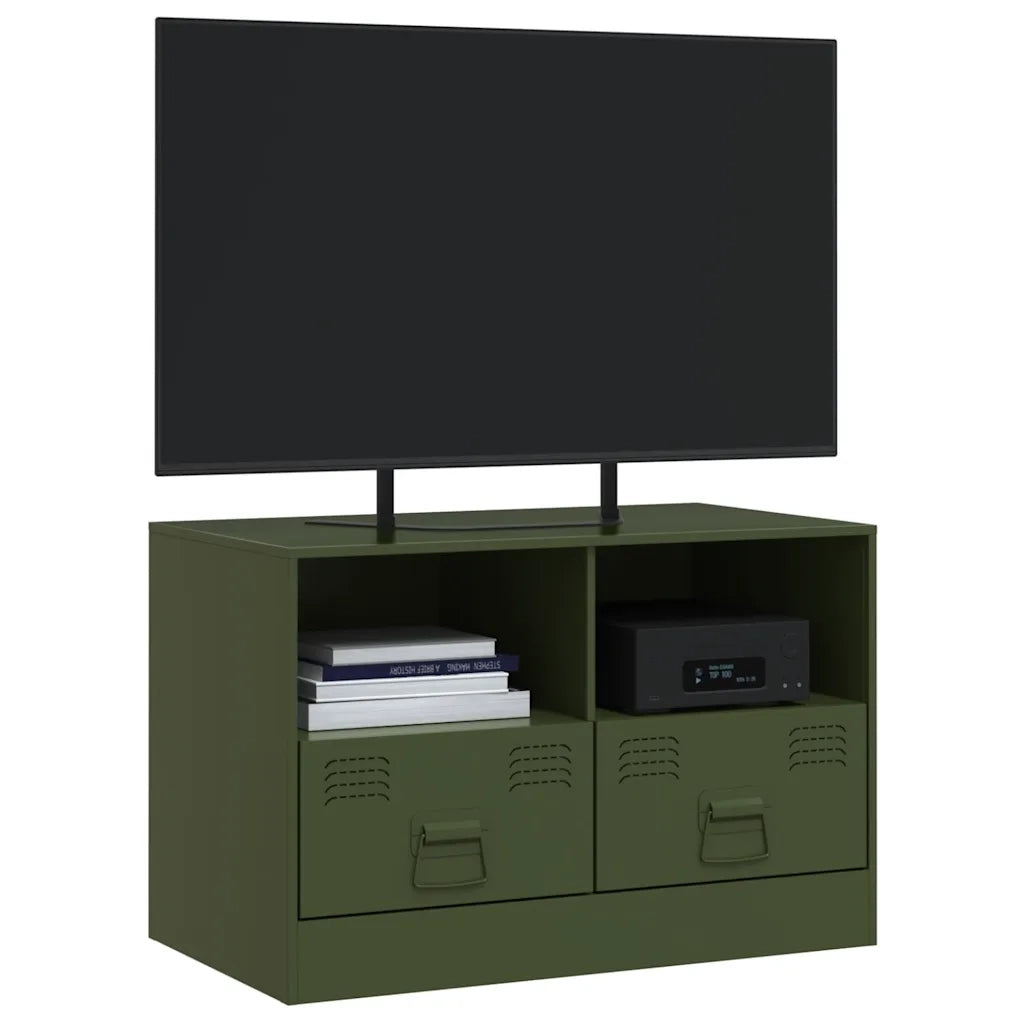 Mobile TV Verde Oliva 67x39x44 cm in Acciaio