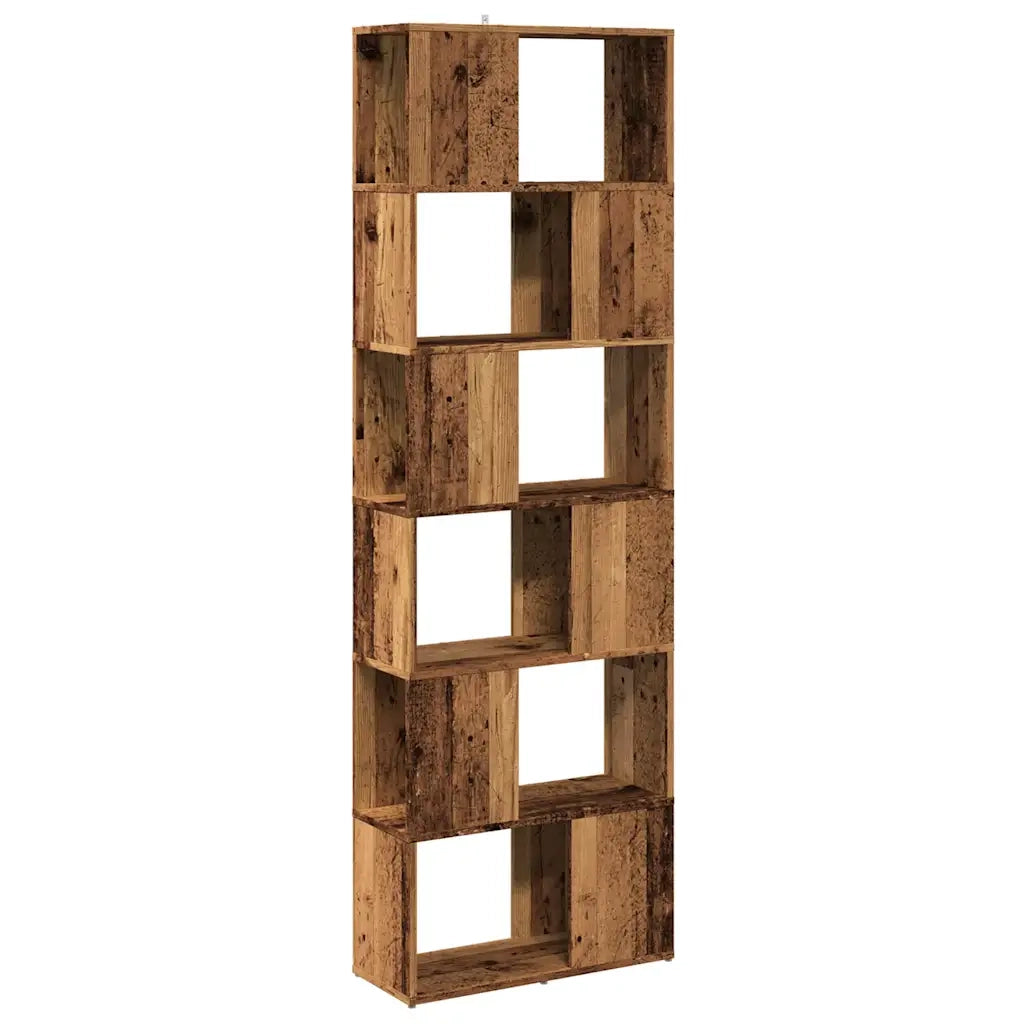 Libreria Divisorio-Scaffale per Libri-Mobile di Stoccaggio Stanza Legno Antico 60x24x186 cm