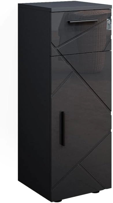Mobiletto bagno Irma, Antracite lucido, 30 x 81 cm, per la conservazione in bagno, abbinabile alla serie Irma
