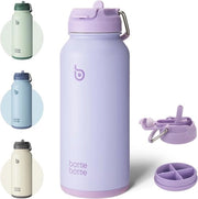 Ottima flaconcino sportiva isolante in acciaio inossidabile 950 ml con beccuccio e coperchio - Contenitore acqua per palestra con contenitore per pillole - Blu chiaro