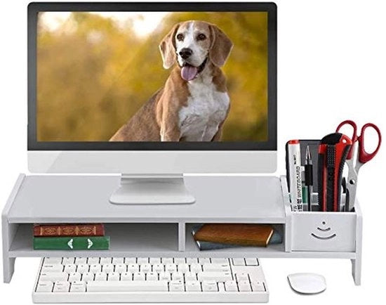 Monitorstandaard Ergonomico con Design Personalizzato - Stand per Monitor Regolabile - Stand per Laptop - Organizzatore di Spazio di Lavoro - Ripiano di Archiviazione - 3,94 Pollici di Altezza