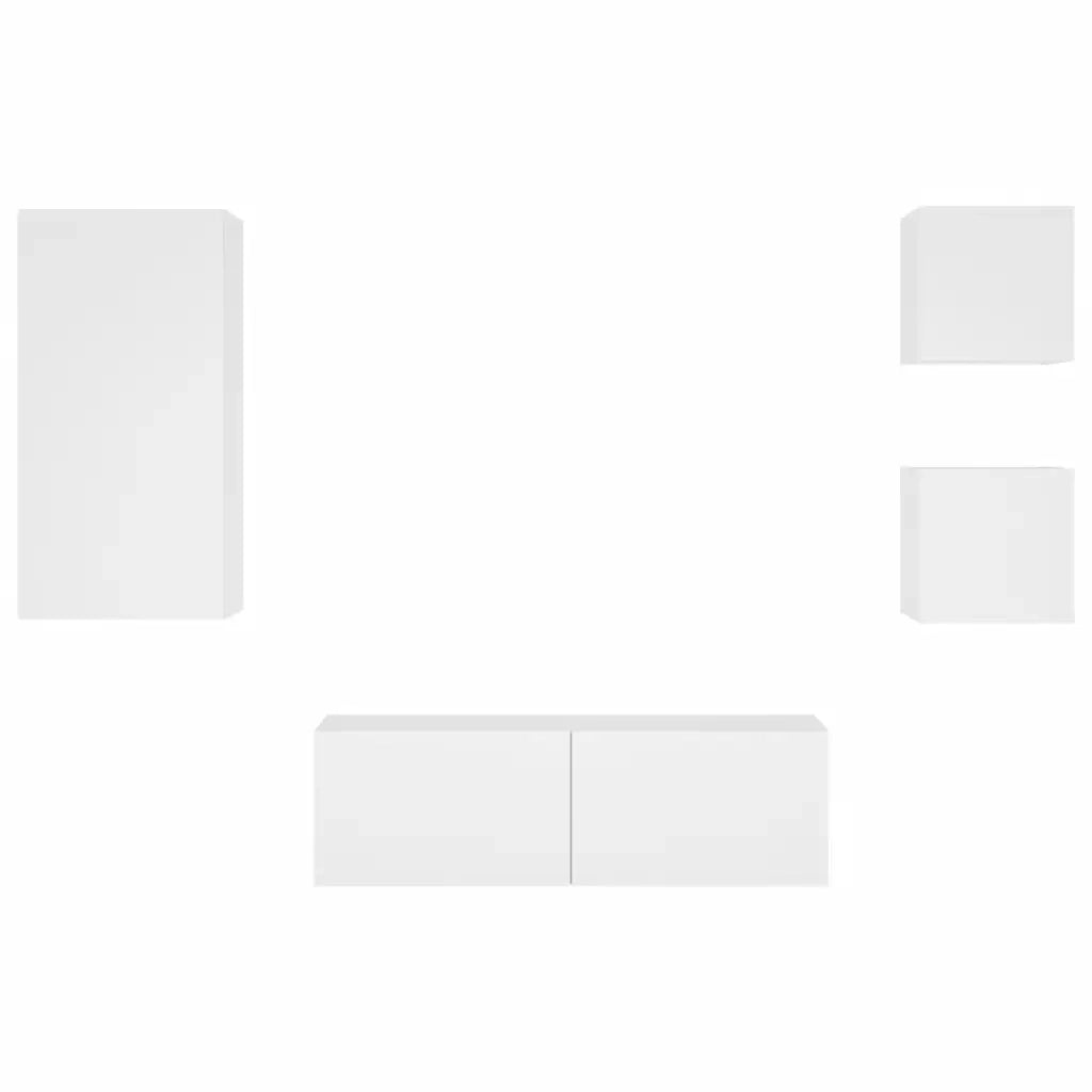 Mobili TV a Muro 4pz con Luci LED-Set di 4 Credenza per TV sospesa Bianchi