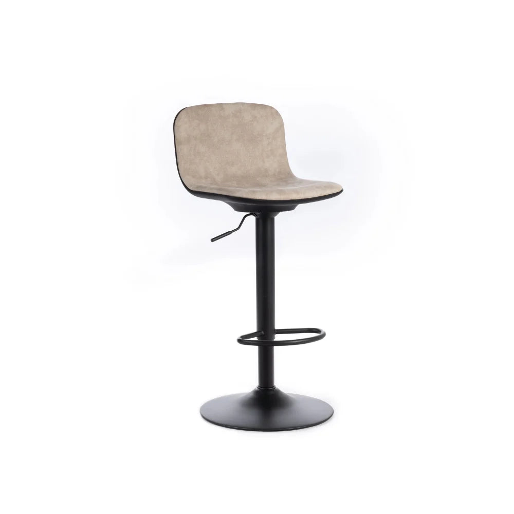 Set di 2 sgabelli da bar e cucina girevoli in microfibra beige Evan con struttura in metallo e poggiapiedi | Duzzle
