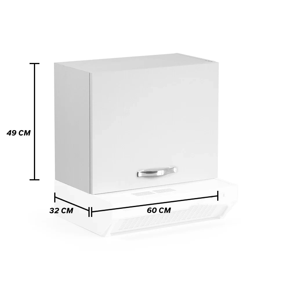 Pensile per cucina componibile da 60 cm con due ante, realizzata in legno 100% MADE IN ITALY colore Bianco Frassino