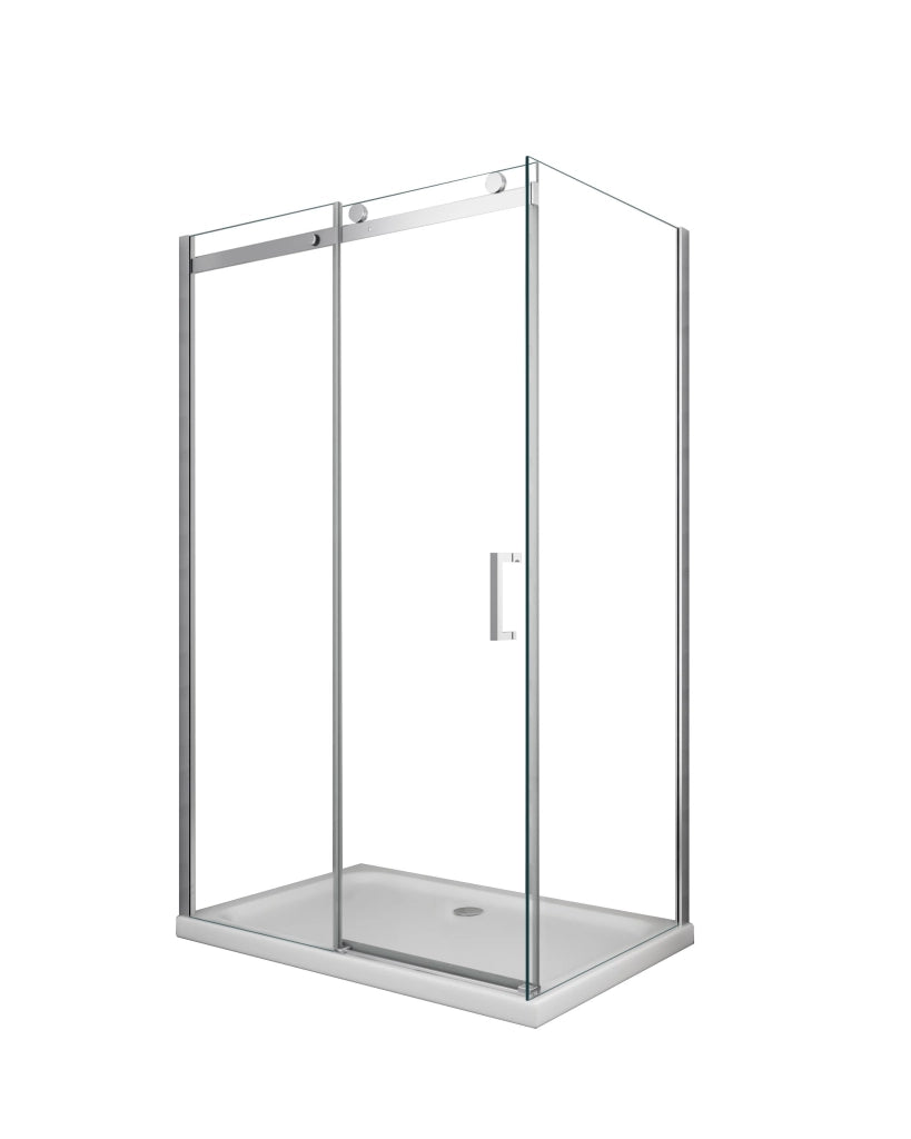 Box doccia 8 MM a 2 lati parete fissa laterale + porta scorrevole reversibile altezza 190 cm 90x150