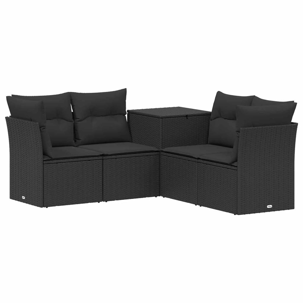 Set di divani 5 pz Nero Rattan sintetico e Acciaio 3447828