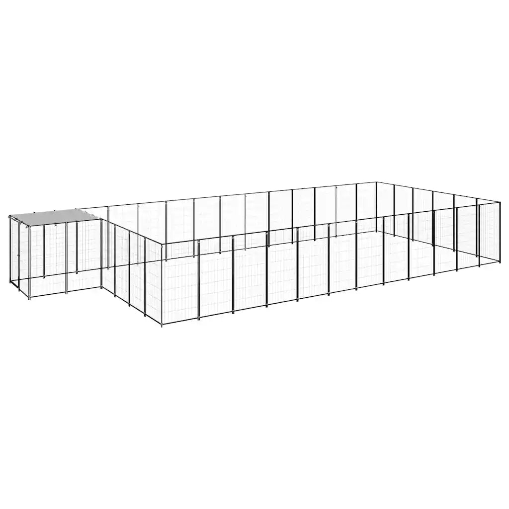 Gabbia per Cani Nera 26,62 m² in Acciaio 3082217