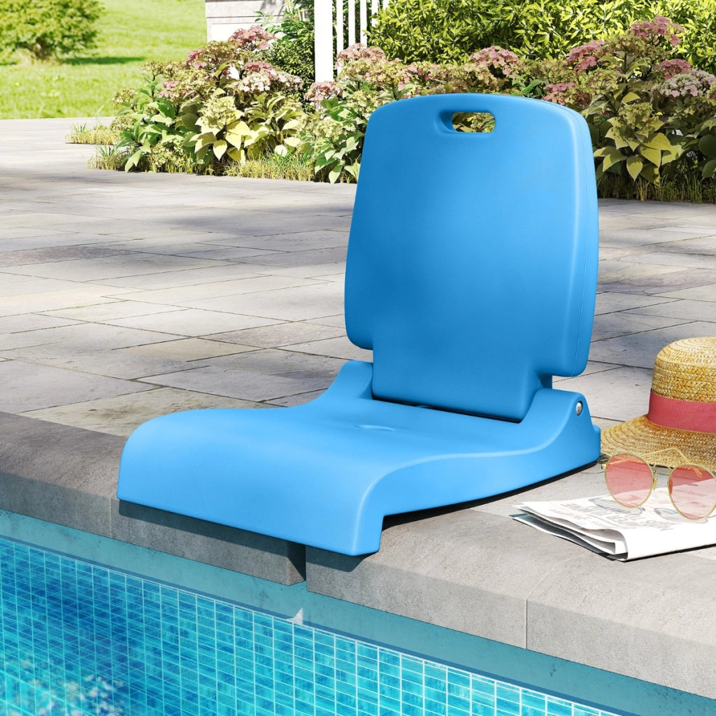 Sedia pieghevole da esterno con maniglia e supporto per ia schiena, Sedie da piscina per bordo piscina foro di drenaggio Blu-Poltrone e sdraio